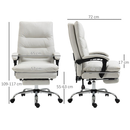 Massage office chair, 135° tilt, adjustable height, cream