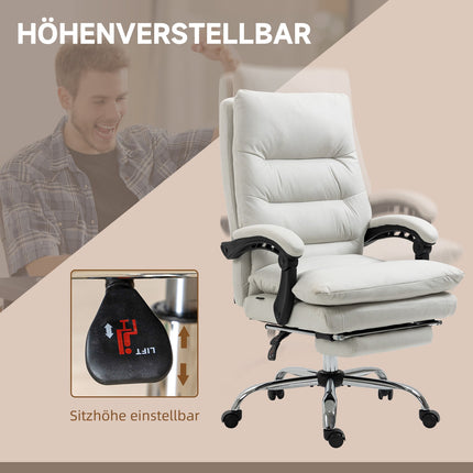 Massage office chair, 135° tilt, adjustable height, cream