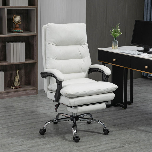 Massage office chair, 135° tilt, adjustable height, cream