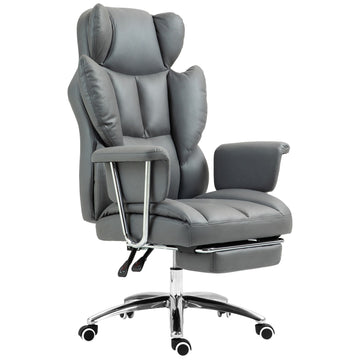 Ergonomic reclining office chair with footrest, dark grey