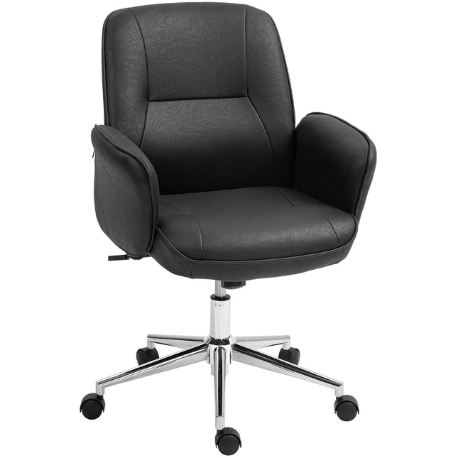 Ergonomic swivel office chair, adjustable height, black microfiber