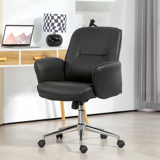 Ergonomic swivel office chair, adjustable height, black microfiber