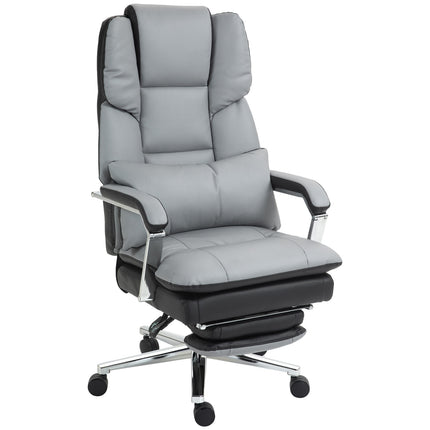 Ergonomic office chair, rocking, 180 kg load, light gray leather