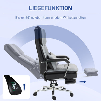 Ergonomic office chair, rocking, 180 kg load, light gray leather