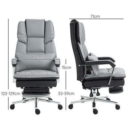 Ergonomic office chair, rocking, 180 kg load, light gray leather