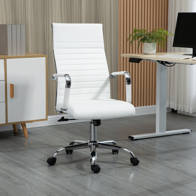 Ergonomic white office chair, 360° rotatable, 120 kg capacity