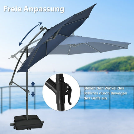 Offset Patio Umbrella 300cm, Solar LED, UV Protection