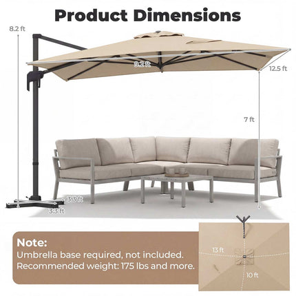 Offset Patio Umbrella, 300 x 390 cm, Beige, Crank Lift