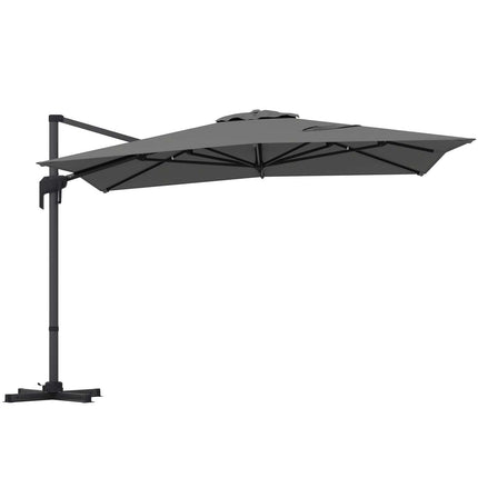 Offset Patio Umbrella, 300x390 cm, Grey, Crank Lift