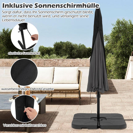 Offset Patio Umbrella 305 cm with Cover and Crank, Grey