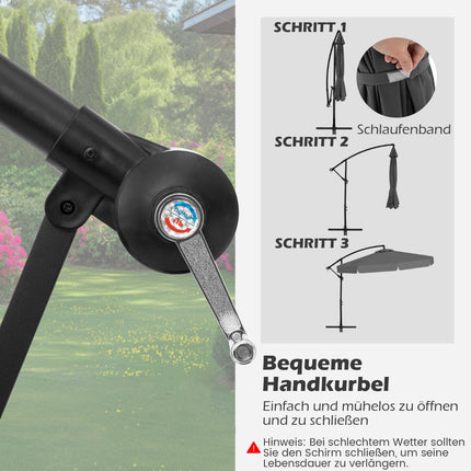 Offset Patio Umbrella 305 cm with Cover and Crank, Grey