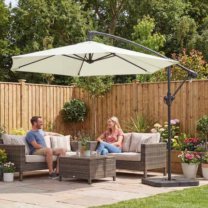 Offset Patio Umbrella, 3m, Cream, Metal Frame, UPF 30+