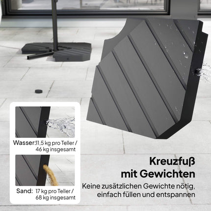 Offset Patio Umbrella, 3m, Cream, Metal Frame, UPF 30+