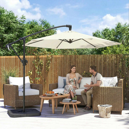 Offset Patio Umbrella, 3m, Cream, Metal Frame, UPF 30+