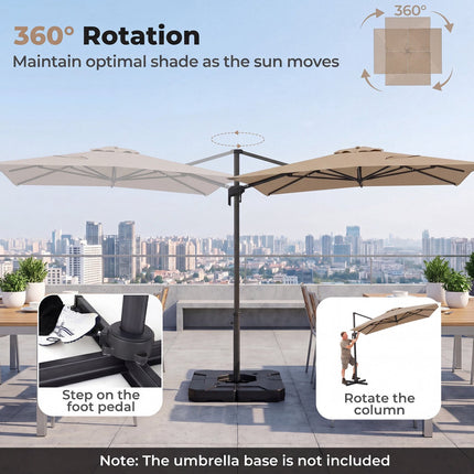 Offset Patio Umbrella with Crank Lift, 300x390 cm, Brown