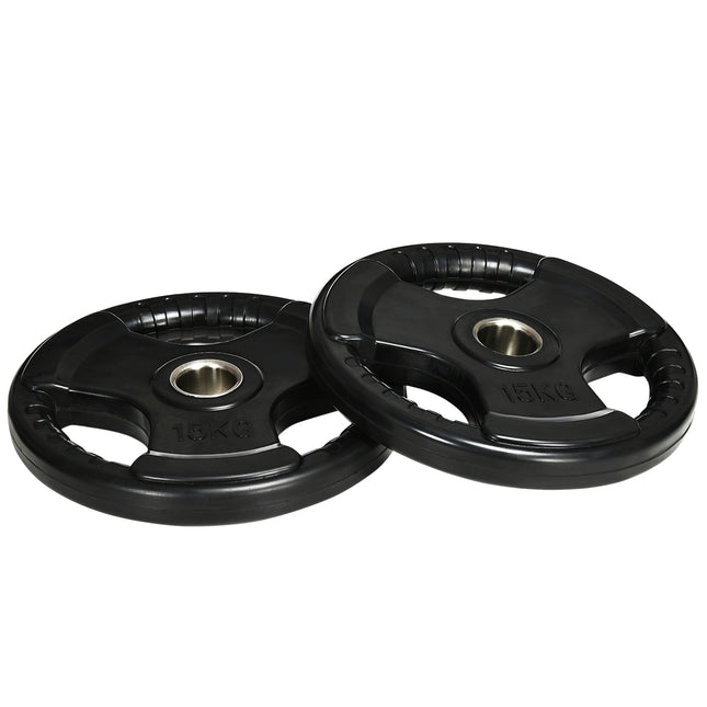 Olympic Tri-Grip weight plates set, 2x15 kg, rubberized