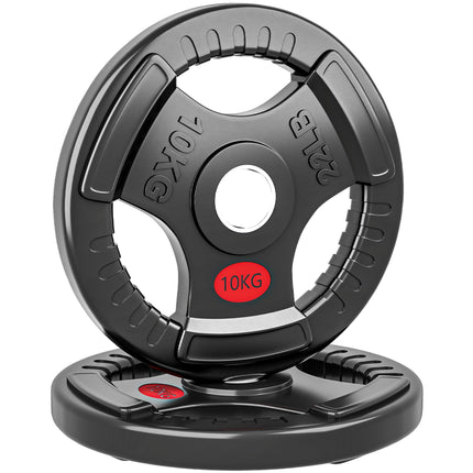 Olympic Weight Plates Set, 2 x 10 kg, 5 cm Hole, Black