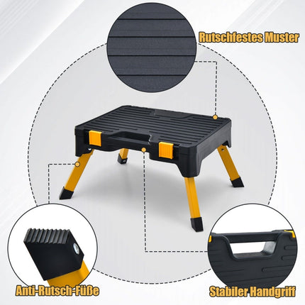 One-step stool tool box folding step ladder with wide step 50 x 39.5 x 23.5 cm