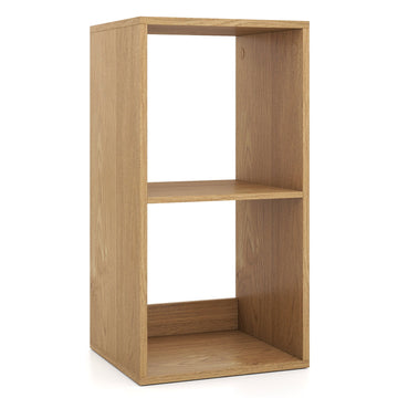 Open Back 2-Tier Bookshelf with Anti-Toppling Kit, Natural, 35 x 33 x 69 cm
