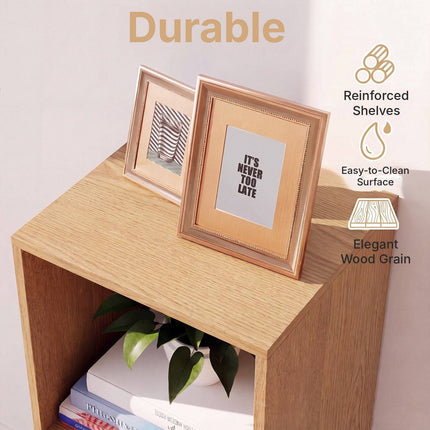 Open Back 2-Tier Bookshelf with Anti-Toppling Kit, Natural, 35 x 33 x 69 cm