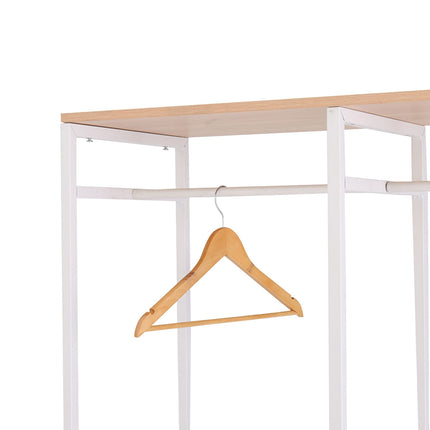 Open Wardrobe with Rails & Shelves – Iron Frame, Wood Panels