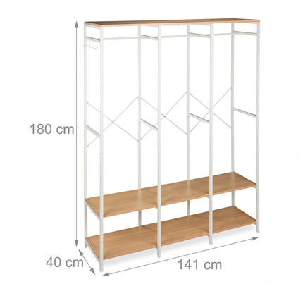 Open Wardrobe with Rails & Shelves – Iron & Wood