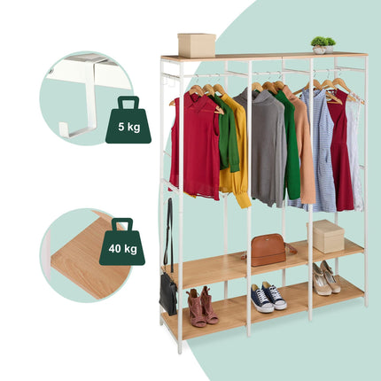 Open Wardrobe with Rails & Shelves – Iron & Wood