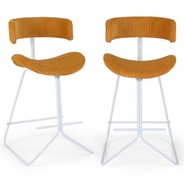 Orange Corduroy Counter Stools, 25" Seat, Set of 2