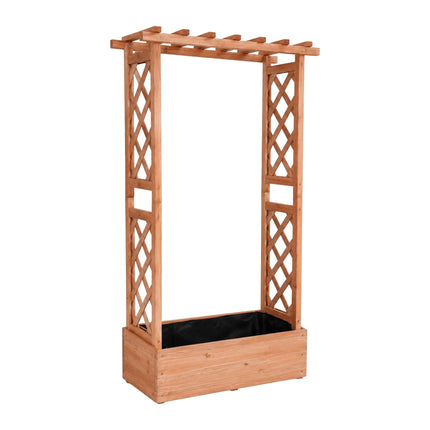 Orange Fir Wood Planter with Trellis & Roof, Large