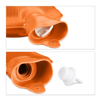Orange Hot Water Bottle 2L – Leak-Proof, Pain Relief
