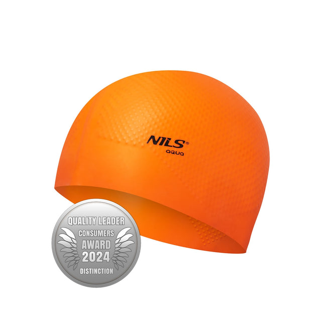 Oranje siliconen badmuts, effen kleur, stippenmotief