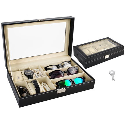 Organizer for watches and glasses, black
