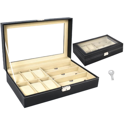 Organizer for watches and glasses, black