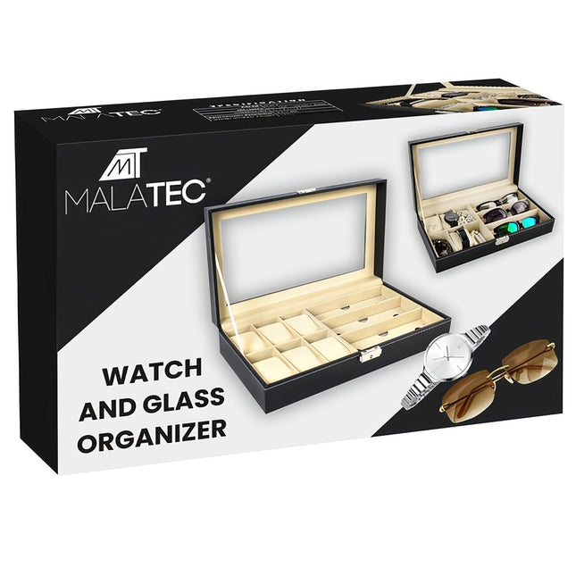 Organizer for watches and glasses, black