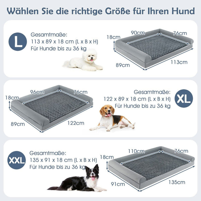 Orthopedic Dog Bed Large, Egg-Crate Foam, Grey, Size L