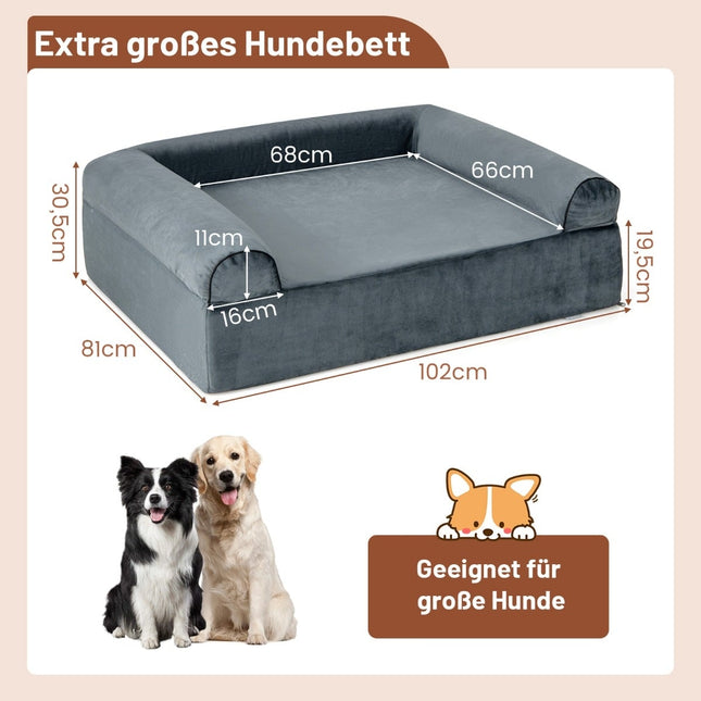 Orthopedic Dog Bed for Arthritis, Washable Cover, Grey