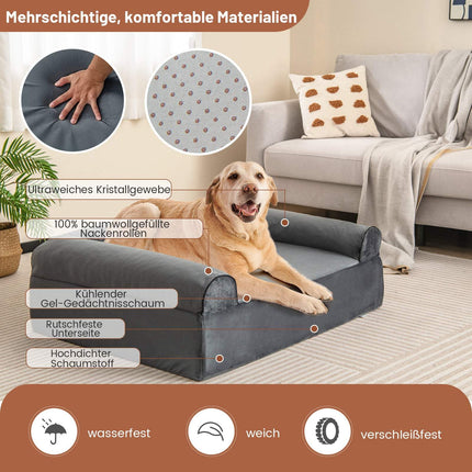Orthopedic Dog Bed for Arthritis, Washable Cover, Grey