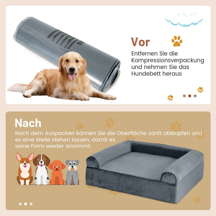 Orthopedic Dog Bed for Arthritis, Washable Cover, Grey