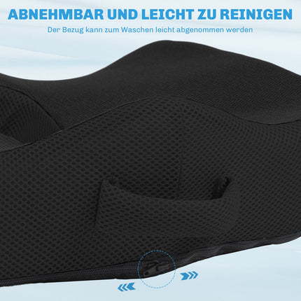Orthopedisch zitkussen, ergonomisch zitkussen voor bureaustoel, auto etc., stuitkussen van traagschuim voor stuitbeen, ischias, aambeien, verlichting van rugpijn, zwart