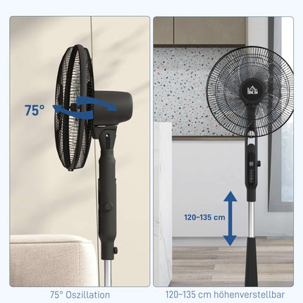 Oscillating Stand Fan with Remote, 28 Speeds, Timer