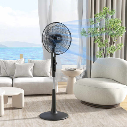 Oscillating Stand Fan with Remote, 28 Speeds, Timer