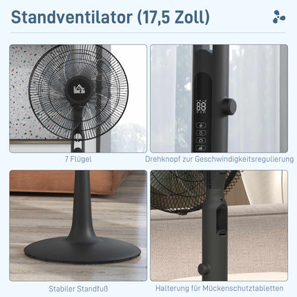 Oscillating Stand Fan with Remote, 28 Speeds, Timer