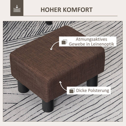 Linen ottoman footstool, rectangular, capacity 100 kg, brown