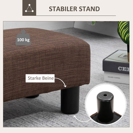 Linen ottoman footstool, rectangular, capacity 100 kg, brown