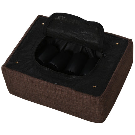 Linen ottoman footstool, rectangular, capacity 100 kg, brown