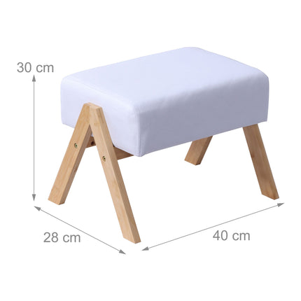 Ottoman Footstool with Fabric Top & Bamboo Legs
