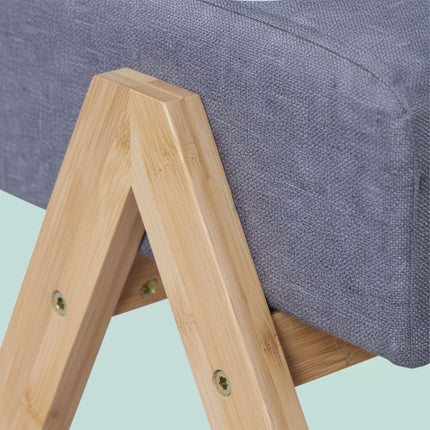 Ottoman Footstool with Fabric Top & Bamboo Legs