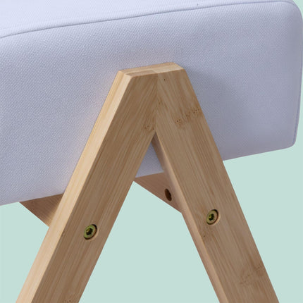Ottoman Footstool with Fabric Top & Bamboo Legs