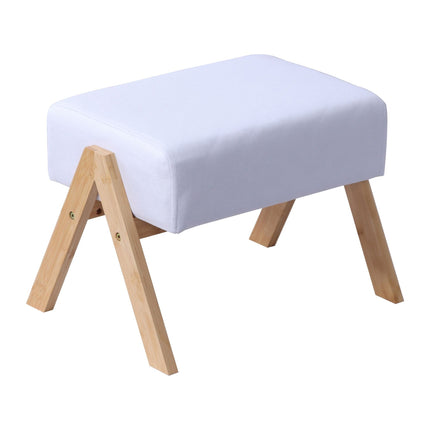 Ottoman Footstool with Fabric Top & Bamboo Legs