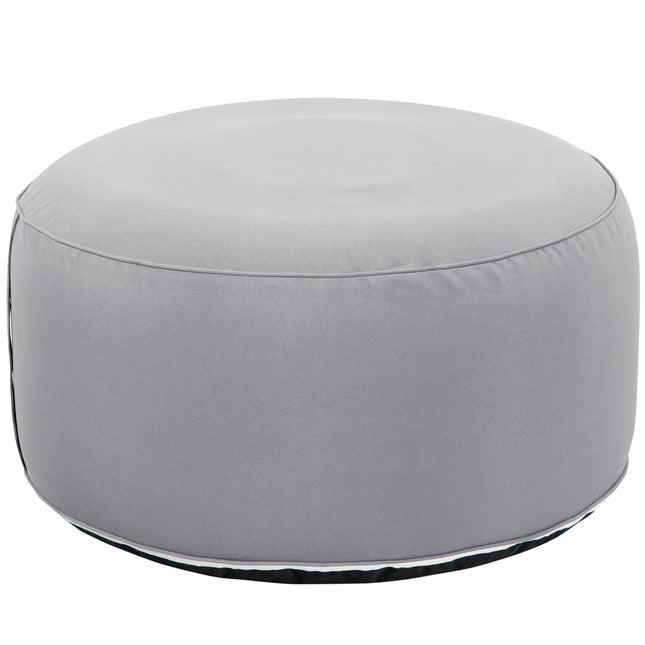 Ottoman, Opblaasbare Voetenbank, Voetensteun Voor Binnen En Buiten, Draagvermogen Tot 150 Kg, Polyester, Donkergrijs, 80 X 80 X 37 Cm